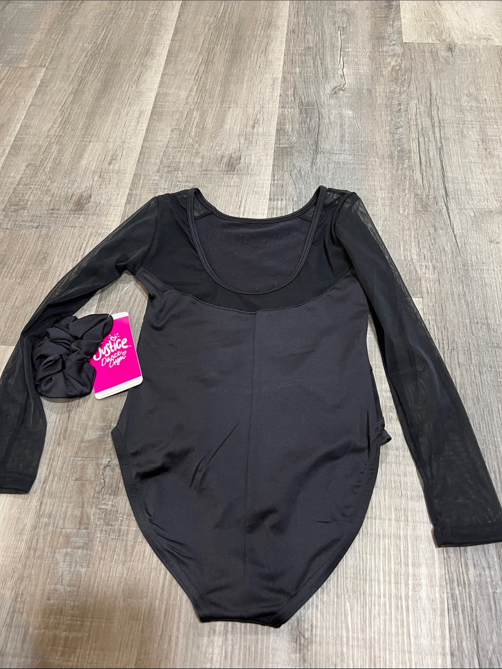 NWT justice Long Sleeve Mesh Leotard with scrunchie size XS (5/6) - Picture 3 of 4